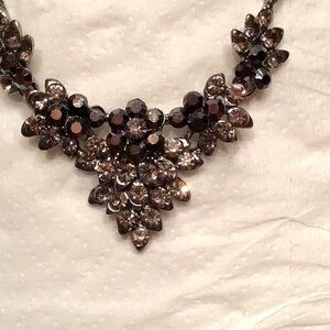 New Onyx 16” Necklace Set w/ post earrings. Swarovski black, gray crystals
